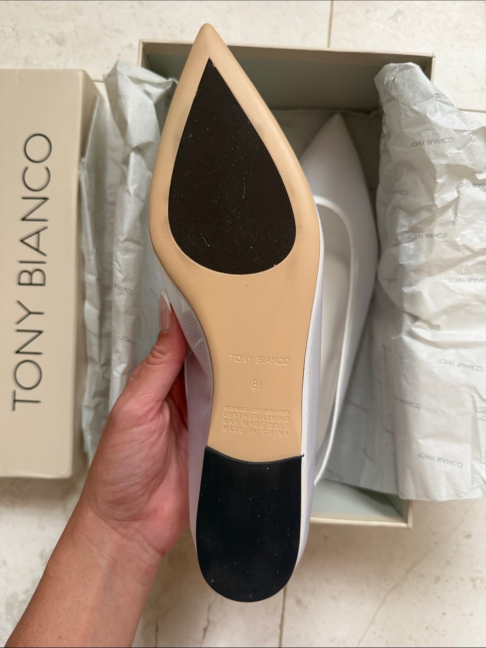 Tony Bianco White Pointed-Toe Slingback Flats - Picture 2 of 2
